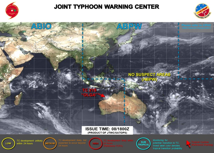 JTWC IS ISSUING 6HOURLY WARNINGS AND 3HOURLY SATELLITE BULLETINS ON TC 21S(OLGA)