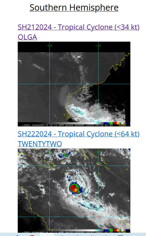 TC 22P(PAUL)// Remnants of TC 21S(OLGA)// ECMWF 10 Day Storm Tracks// 1103utc