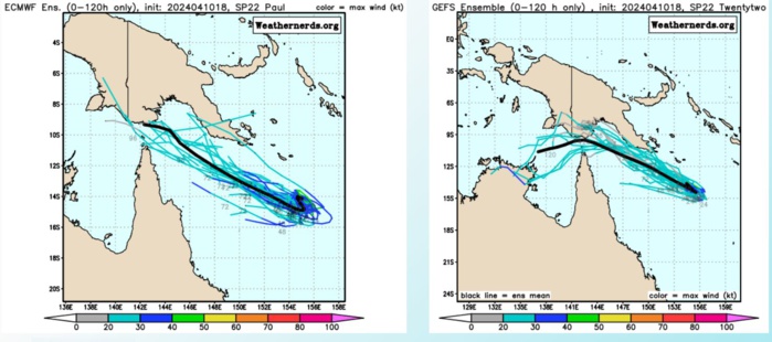 TC 22P(PAUL)// Remnants of TC 21S(OLGA)// ECMWF 10 Day Storm Tracks// 1103utc TC 22P(PAUL)// Remnants of TC 21S(OLGA)// ECMWF 10 Day Storm Tracks// 1103utc