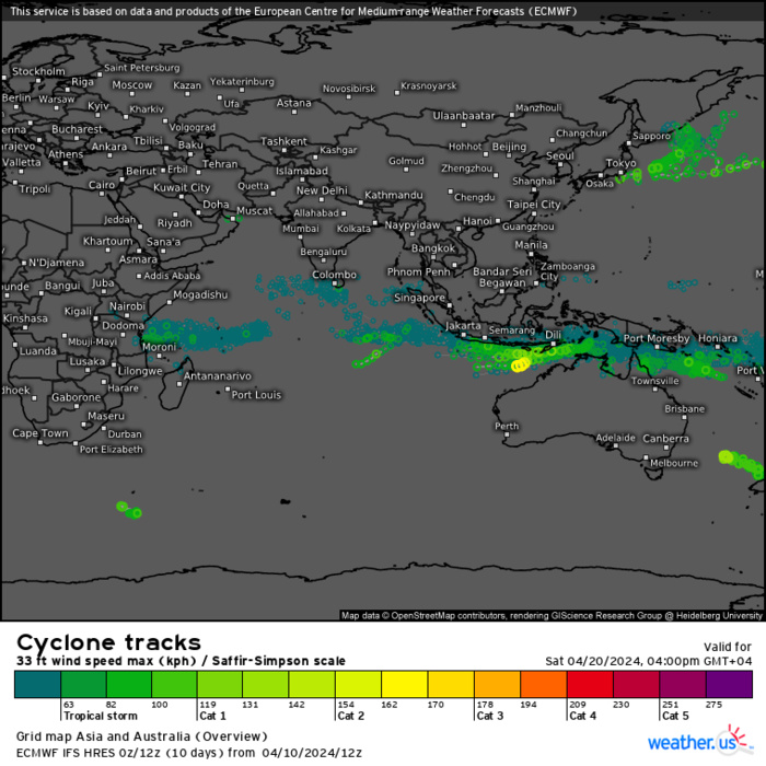 TC 22P(PAUL)// Remnants of TC 21S(OLGA)// ECMWF 10 Day Storm Tracks// 1103utc