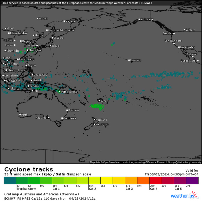 ECMWF 10 Day Storm Tracks// 3Week TC Formation Probability// 2403utc
