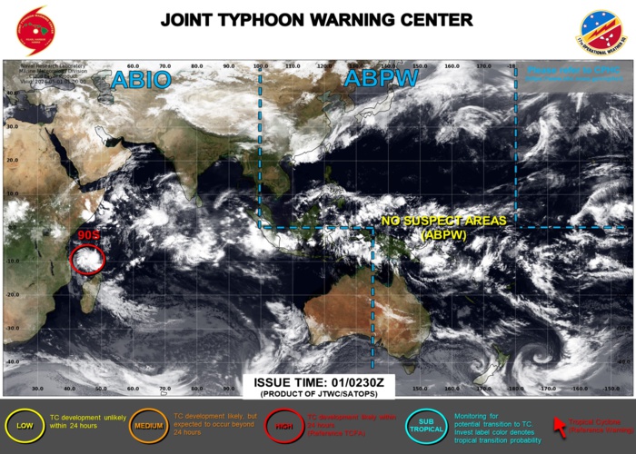 INVEST 90S Tropical Cyclone Formation Alert//ECMWF 10 Day Storm Tracks//3 Week TC Formation Probability//0103utc