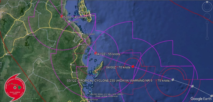 TC 23S(HIDAYA) peaked at 80 knots/CAT 1 US A NEW RECORD AS THE MOST INTENSE TC IN THIS REGION//0315utc