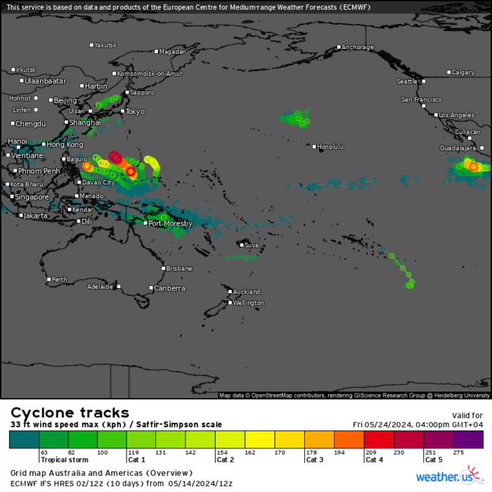 INVEST 93W// INVEST 92S// 10 Day ECMWF Storm Tracks// 3 Week TC Formation Probability// 1503utc