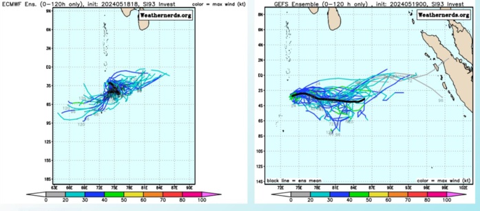 TC 24S(IALY) peaks as a strong tropical storm// INVEST 93S// INVEST 93W// ECMWF 10 Day Storm Tracks// 1906utc