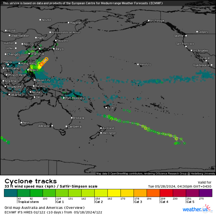 TC 24S(IALY) peaks as a strong tropical storm// INVEST 93S// INVEST 93W// ECMWF 10 Day Storm Tracks// 1906utc