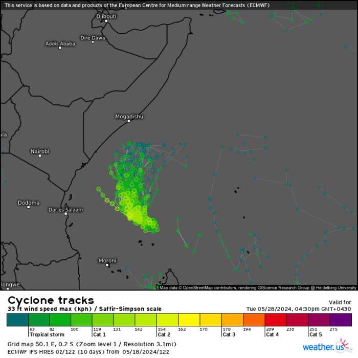 TC 24S(IALY) peaks as a strong tropical storm// INVEST 93S// INVEST 93W// ECMWF 10 Day Storm Tracks// 1906utc