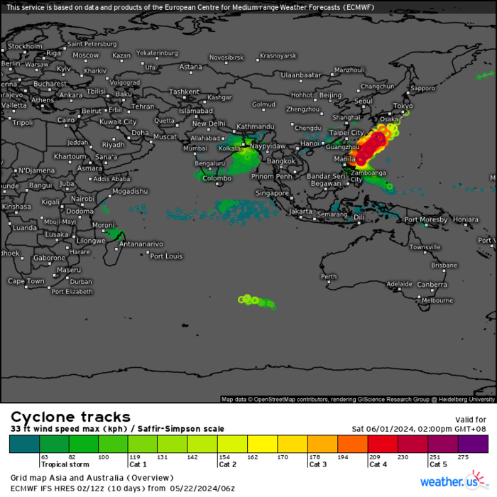 INVEST 93W TCFA// TC 24S(IALY) peaked at Typhoon Intensity//INVEST 99B//TC 25S short-lived//10 Day ECMWF Storm Tracks// 3 Week TC Formation Probability//2215utc 