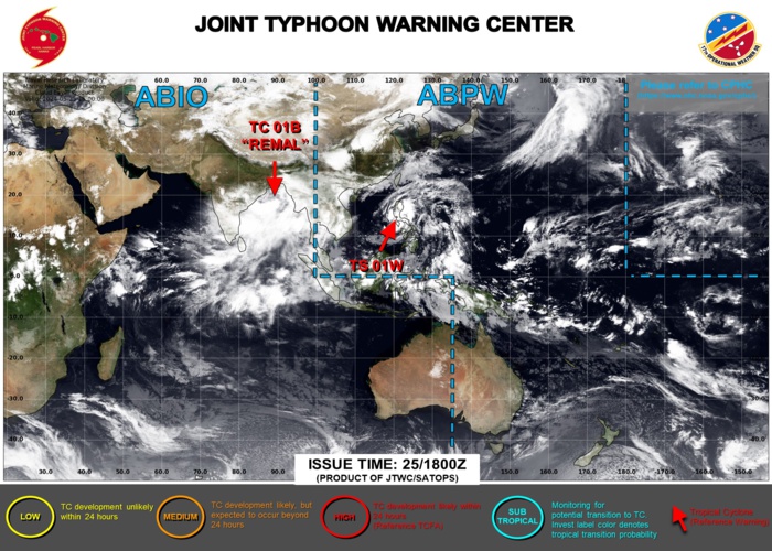 JTWC IS ISSUING 6HOURLY WARNINGS AND 3HOURLY SATELLITE BULLETINS ON 01W AND ON 01B. JTWC IS ISSUING 6HOURLY WARNINGS AND 3HOURLY SATELLITE BULLETINS ON 01W AND ON 01B.