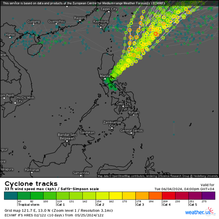 TS 01W forecast to reach Typhoon Intensity within 48h//TC 01B(REMAL) intensifying to make landfall by 24h//10 Day ECMWF Storm Tracks//2521utc