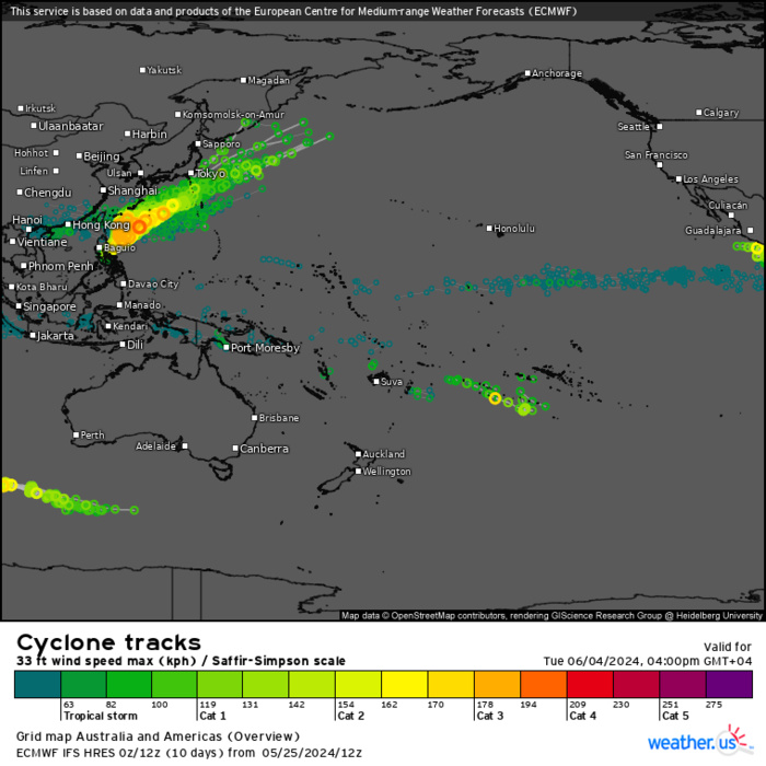 TS 01W forecast to reach Typhoon Intensity within 48h//TC 01B(REMAL) intensifying to make landfall by 24h//10 Day ECMWF Storm Tracks//2521utc