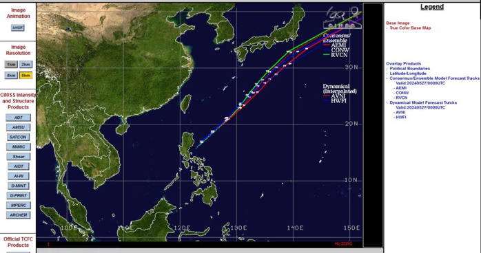 MODEL DISCUSSION: GLOBAL NUMERICAL MODEL GUIDANCE EXHIBITS GOOD TRACK AGREEMENT, WITH A CROSS-TRACK SPREAD OF 128NM AT TAU 72 WITH THE EXCEPTION OF JAPANESE GLOBAL SPECTRAL MODEL SHOWING A SLIGHTLY MORE EASTERLY TRACK. BEYOND TAU 72, MODELS DIVERGE MAINLY IN REGARD TO SPEED ASSESSMENT, WITH A 415NM ALONG-TRACK SPREAD BY TAU 120 BETWEEN NAVGEM AND ECMWF ENSEMBLE MEAN. MODEL GUIDANCE EXHIBITS GOOD AGREEMENT ON INTENSITY, SHOWING INTENSIFICATION TO A PEAK OF 105 KTS AT TAU 24. FOLLOWING A BRIEF SUSTAINMENT PERIOD TO TAU 36, A WEAKENING TREND ONSETS AS THE ENVIRONMENT BECOMES UNFAVORABLE. RAPID INTENSIFICATION (RI) AIDS HAVE DECREASED IN PROBABILITY OF OCCURRENCE, WITH ONE CAVEAT FOR COAMPS TC, WHICH IS ASSESSING RI PROBABILITY AT 40 PERCENT LIKELIHOOD OF OCCURRENCE BETWEEN TAU 12 AND TAU 36. MODEL DISCUSSION: GLOBAL NUMERICAL MODEL GUIDANCE EXHIBITS GOOD TRACK AGREEMENT, WITH A CROSS-TRACK SPREAD OF 128NM AT TAU 72 WITH THE EXCEPTION OF JAPANESE GLOBAL SPECTRAL MODEL SHOWING A SLIGHTLY MORE EASTERLY TRACK. BEYOND TAU 72, MODELS DIVERGE MAINLY IN REGARD TO SPEED ASSESSMENT, WITH A 415NM ALONG-TRACK SPREAD BY TAU 120 BETWEEN NAVGEM AND ECMWF ENSEMBLE MEAN. MODEL GUIDANCE EXHIBITS GOOD AGREEMENT ON INTENSITY, SHOWING INTENSIFICATION TO A PEAK OF 105 KTS AT TAU 24. FOLLOWING A BRIEF SUSTAINMENT PERIOD TO TAU 36, A WEAKENING TREND ONSETS AS THE ENVIRONMENT BECOMES UNFAVORABLE. RAPID INTENSIFICATION (RI) AIDS HAVE DECREASED IN PROBABILITY OF OCCURRENCE, WITH ONE CAVEAT FOR COAMPS TC, WHICH IS ASSESSING RI PROBABILITY AT 40 PERCENT LIKELIHOOD OF OCCURRENCE BETWEEN TAU 12 AND TAU 36.
