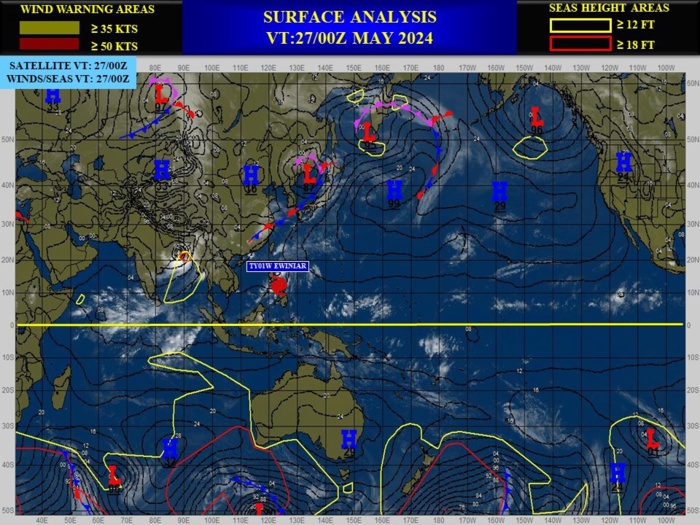 Typhoon 01W(EWINIAR) +45knots last 24h to peak at CAT 3 US within 24h//TC 01B(REMAL) landfall//10 Day ECWMF Storm Tracks//2706utc