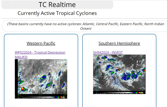 TD 02W(MALIKSI) making landfall//01W(EWINIAR) extratropical//INVEST 94S// ECMWF 10 Day Strom Tracks//3115utc