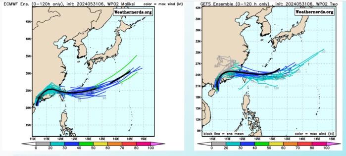TD 02W(MALIKSI) making landfall//01W(EWINIAR) extratropical//INVEST 94S// ECMWF 10 Day Strom Tracks//3115utc