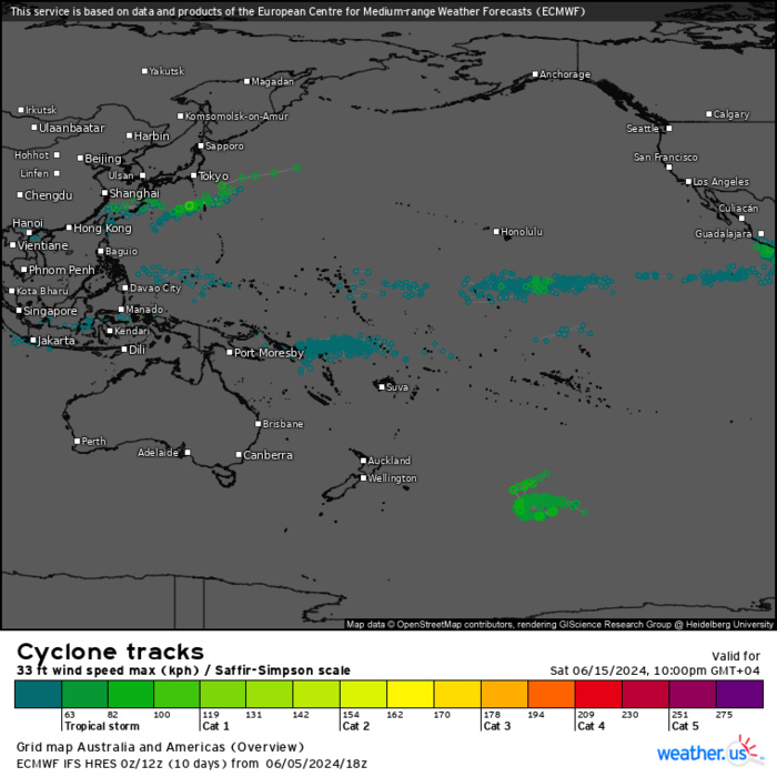 ECMWF 10 Day Storm Tracks// 3 Week TC Formation Probability//0606utc 