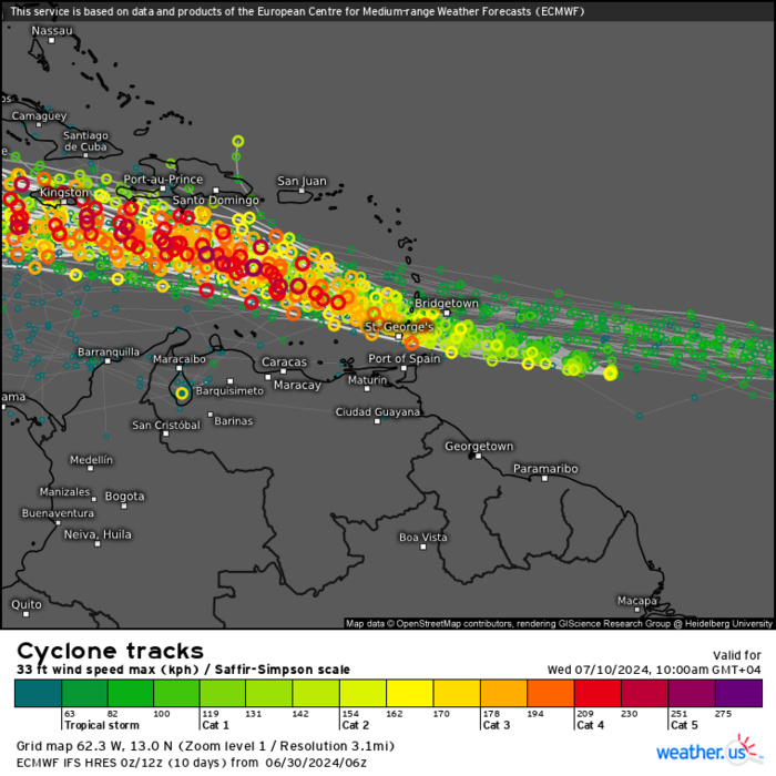 CAT 3 Hurricane 02L(BERYL) intensifying next 24h//INVEST 94L// INVEST 96L// ECMWF 10 Day Strom Tracks//3015utc CAT 3 Hurricane 02L(BERYL) intensifying next 24h//INVEST 94L// INVEST 96L// ECMWF 10 Day Strom Tracks//3015utc