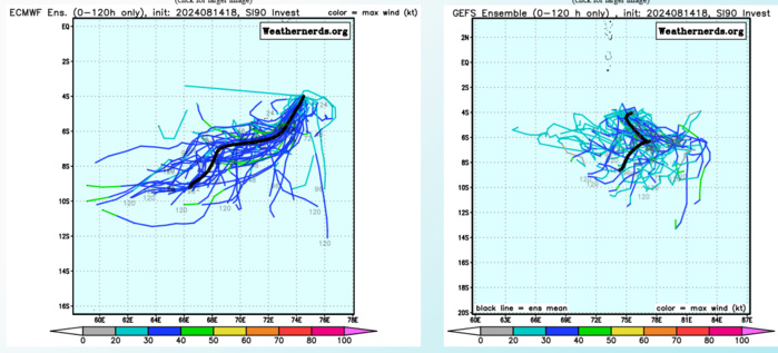 MODEL GUIDANCE IS IN GOOD AGREEMENT THAT 90S WILL CONTINUE TO TRACK WEST-SOUTHWESTWARD OVER THE NEXT 48 HOURS. MODEL GUIDANCE IS IN GOOD AGREEMENT THAT 90S WILL CONTINUE TO TRACK WEST-SOUTHWESTWARD OVER THE NEXT 48 HOURS.