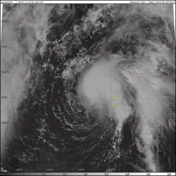 SATELLITE ANALYSIS, INITIAL POSITION AND INTENSITY DISCUSSION: ANIMATED MULTISPECTRAL SATELLITE IMAGERY (MSI) DEPICTS A FULLY EXPOSED, RAGGED, LOW-LEVEL CIRCULATION CENTER (LLCC) DECOUPLED FROM THE ASSOCIATED CENTRAL CONVECTION TO THE EAST. HOWEVER,  THE MSI LOOP ALSO SHOWS CONTINUED MODERATE POLEWARD AND WEAK EQUATORWARD OUTFLOW. THE POLEWARD OUTFLOW CHANNEL IS BEING  ENHANCED BY STRONG SOUTHWESTERLY WINDS AHEAD OF AN UPPER-LEVEL TROUGH OVER JAPAN. THE INITIAL POSITION IS PLACED WITH HIGH CONFIDENCE BASED ON THE EXPOSED LLCC IN THE MSI LOOP. THE INITIAL INTENSITY OF  35 KTS IS ASSESSED WITH MEDIUM CONFIDENCE BASED ON THE AGENCY AND  AUTOMATED DVORAK INTENSITIES LISTED BELOW. SATELLITE ANALYSIS, INITIAL POSITION AND INTENSITY DISCUSSION: ANIMATED MULTISPECTRAL SATELLITE IMAGERY (MSI) DEPICTS A FULLY EXPOSED, RAGGED, LOW-LEVEL CIRCULATION CENTER (LLCC) DECOUPLED FROM THE ASSOCIATED CENTRAL CONVECTION TO THE EAST. HOWEVER,  THE MSI LOOP ALSO SHOWS CONTINUED MODERATE POLEWARD AND WEAK EQUATORWARD OUTFLOW. THE POLEWARD OUTFLOW CHANNEL IS BEING  ENHANCED BY STRONG SOUTHWESTERLY WINDS AHEAD OF AN UPPER-LEVEL TROUGH OVER JAPAN. THE INITIAL POSITION IS PLACED WITH HIGH CONFIDENCE BASED ON THE EXPOSED LLCC IN THE MSI LOOP. THE INITIAL INTENSITY OF  35 KTS IS ASSESSED WITH MEDIUM CONFIDENCE BASED ON THE AGENCY AND  AUTOMATED DVORAK INTENSITIES LISTED BELOW.