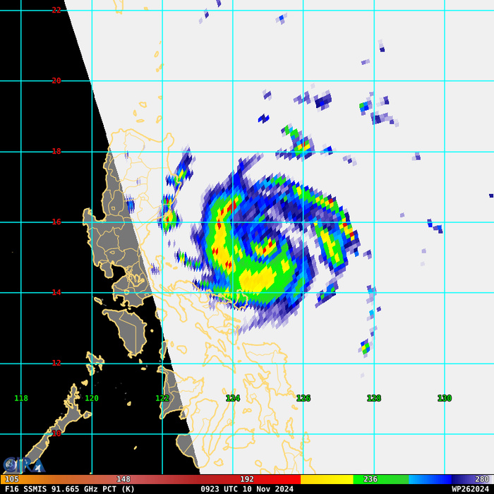 Typhoon 26W(TORAJI) intensifying and bearing down on LUZON// 1015utc