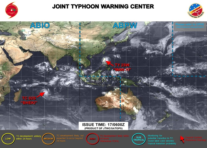 JTWC IS ISSUING 6HOURLY WARNINGS AND 3HOURLY SATELLITE BULLETINS ON 25W. 12HOURLY WARNINGS AND 3HOURLY SATELLITE BULLETINS ARE ISSUED ON 02S. JTWC IS ISSUING 6HOURLY WARNINGS AND 3HOURLY SATELLITE BULLETINS ON 25W. 12HOURLY WARNINGS AND 3HOURLY SATELLITE BULLETINS ARE ISSUED ON 02S.