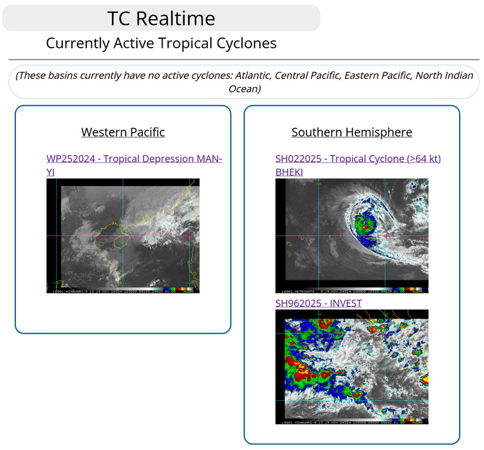 Former Super Typhoon 25W(MAN-YI) dissipating//TC 02S(BHEKI) peaked at CAT 4 US gradually weakening approaching MASCARENE Islands//1909utc Former Super Typhoon 25W(MAN-YI) dissipating//TC 02S(BHEKI) peaked at CAT 4 US gradually weakening approaching MASCARENE Islands//1909utc