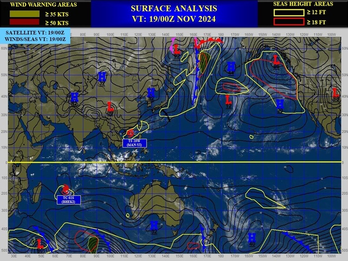 Former Super Typhoon 25W(MAN-YI) dissipating//TC 02S(BHEKI) peaked at CAT 4 US gradually weakening approaching MASCARENE Islands//1909utc Former Super Typhoon 25W(MAN-YI) dissipating//TC 02S(BHEKI) peaked at CAT 4 US gradually weakening approaching MASCARENE Islands//1909utc