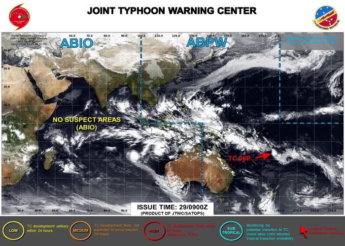 JTWC IS ISSUING 6HOURLY WARNINGS AND 3HOURLY SATELLITE BULLETINS ON 06P. 3HOURLY SATELLITE BULLETINS ARE ISSUED ON 05S AND 90S. JTWC IS ISSUING 6HOURLY WARNINGS AND 3HOURLY SATELLITE BULLETINS ON 06P. 3HOURLY SATELLITE BULLETINS ARE ISSUED ON 05S AND 90S.