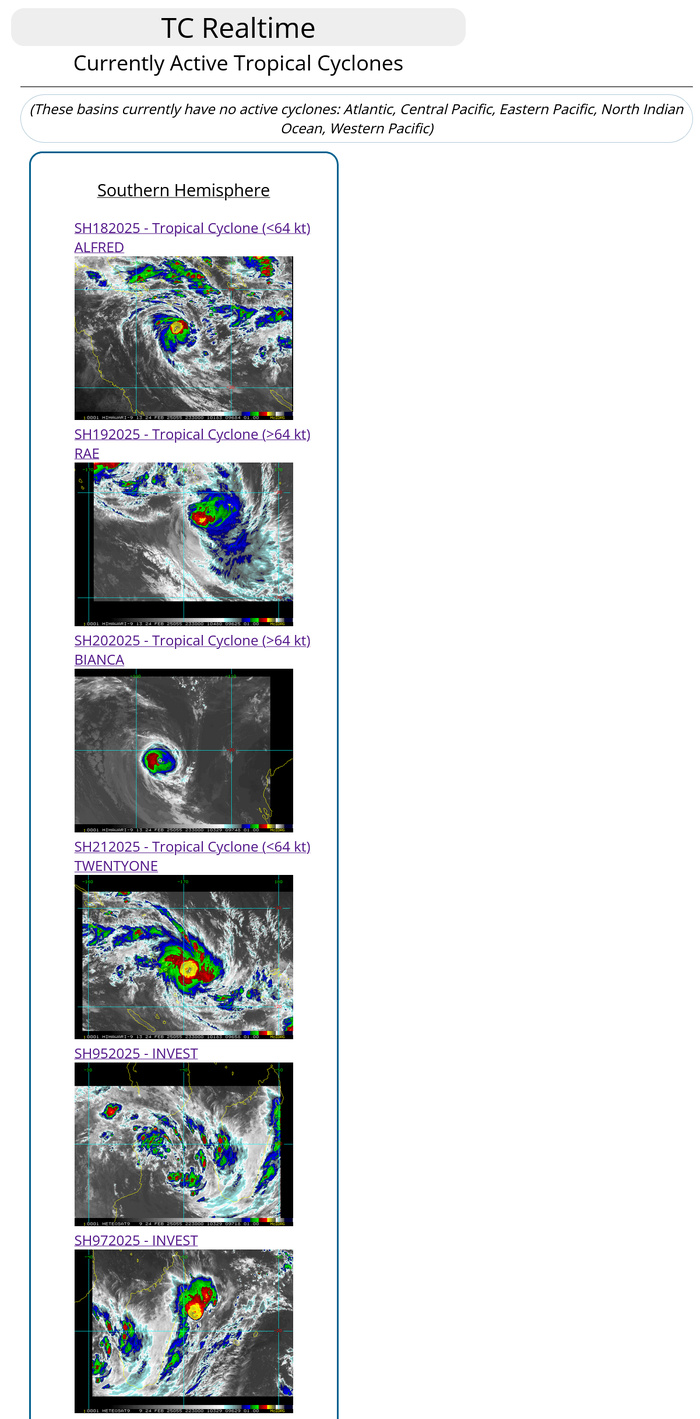 Extremely busy Southern Hemisphere// 19P(RAE) and 20S(BIANCA) CAT 2 US//2421utc  Extremely busy Southern Hemisphere// 19P(RAE) and 20S(BIANCA) CAT 2 US//2421utc