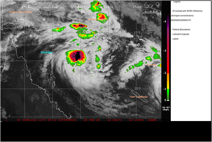 SATELLITE ANALYSIS, INITIAL POSITION AND INTENSITY DISCUSSION: ANIMATED ENHANCED INFRARED (EIR) SATELLITE IMAGERY DEPICTS A BROAD ROTATION SITUATED IN THE MOZAMBIQUE CHANNEL, WITH DEEP FLARING CONVECTION POSITIONED IN AN ARC ACROSS THE NORTHERN SEMICIRLCE OF THE CIRCULATION. A 251113Z GMI 37GHZ MICROWAVE IMAGE SHOWED FRAGMENTED, FORMATIVE BANDING FEATURES WRAPPING INTO A WEAK LOW LEVEL CIRCULATION CENTER (LLCC). THE PRIMARY BANDING FEATURES WERE LOCATED APPROXIMATELY 65-110NM AWAY FROM THE CENTER, CONFIRMED THE BROAD NATURE OF THE OVERALL CIRCULATION. THE INITIAL POSITION WAS ASSESSED WITH HIGH CONFIDENCE BASED ON THE MICROWAVE IMAGE NOTED ABOVE. THE INITIAL INTENSITY IS ASSESSED WITH MEDIUM CONFIDENCE, ON THE HIGHER END OF THE AVAILABLE AGENCY DVORAK CURRENT INTENSITY ESTIMATES. THE ENVIRONMENT IS FAVORABLE FOR FURTHER DEVELOPMENT, WITH WARM SSTS AND HIGH OHC, GOOD POLEWARD AND EQUATORWARD OUTFLOW ALOFT AND LOW WIND SHEAR. THE ONLY HINDRANCE AT THE MOMENT IS THE LARGE SIZE OF THE SYSTEM, WHICH WILL TAKE SOME TIME TO CONSOLIDATE. SATELLITE ANALYSIS, INITIAL POSITION AND INTENSITY DISCUSSION: ANIMATED ENHANCED INFRARED (EIR) SATELLITE IMAGERY DEPICTS A BROAD ROTATION SITUATED IN THE MOZAMBIQUE CHANNEL, WITH DEEP FLARING CONVECTION POSITIONED IN AN ARC ACROSS THE NORTHERN SEMICIRLCE OF THE CIRCULATION. A 251113Z GMI 37GHZ MICROWAVE IMAGE SHOWED FRAGMENTED, FORMATIVE BANDING FEATURES WRAPPING INTO A WEAK LOW LEVEL CIRCULATION CENTER (LLCC). THE PRIMARY BANDING FEATURES WERE LOCATED APPROXIMATELY 65-110NM AWAY FROM THE CENTER, CONFIRMED THE BROAD NATURE OF THE OVERALL CIRCULATION. THE INITIAL POSITION WAS ASSESSED WITH HIGH CONFIDENCE BASED ON THE MICROWAVE IMAGE NOTED ABOVE. THE INITIAL INTENSITY IS ASSESSED WITH MEDIUM CONFIDENCE, ON THE HIGHER END OF THE AVAILABLE AGENCY DVORAK CURRENT INTENSITY ESTIMATES. THE ENVIRONMENT IS FAVORABLE FOR FURTHER DEVELOPMENT, WITH WARM SSTS AND HIGH OHC, GOOD POLEWARD AND EQUATORWARD OUTFLOW ALOFT AND LOW WIND SHEAR. THE ONLY HINDRANCE AT THE MOMENT IS THE LARGE SIZE OF THE SYSTEM, WHICH WILL TAKE SOME TIME TO CONSOLIDATE.
