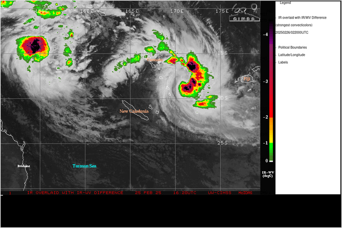 SATELLITE ANALYSIS, INITIAL POSITION AND INTENSITY DISCUSSION: ANIMATED MULTISPECTRAL SATELLITE IMAGERY (MSI) SHOWS A LARGE SYSTEM WITH SHORT FRAGMENTED FORMATIVE BANDS LOOSELY FEEDING INTO AN EXPANSIVE CENTRAL COLD COVER WITH FLARING CONVECTION THAT IS TOTALLY OBSCURING THE LOW-LEVEL CIRCULATION (LLC). THE INITIAL POSITION AND INTENSITY ARE EXTRAPOLATED WITH HIGH CONFIDENCE FROM A 252212Z ASCAT BULLSEYE PASS. THE INTENSITY IS ALSO VALIDATED BY THE MAJORITY OF AGENCY AND AUTOMATED ESTIMATES. ANALYSIS INDICATES A FAVORABLE ENVIRONMENT WITH WARM SST, LOW VWS, AND MODERATE DUAL OUTFLOW. SATELLITE ANALYSIS, INITIAL POSITION AND INTENSITY DISCUSSION: ANIMATED MULTISPECTRAL SATELLITE IMAGERY (MSI) SHOWS A LARGE SYSTEM WITH SHORT FRAGMENTED FORMATIVE BANDS LOOSELY FEEDING INTO AN EXPANSIVE CENTRAL COLD COVER WITH FLARING CONVECTION THAT IS TOTALLY OBSCURING THE LOW-LEVEL CIRCULATION (LLC). THE INITIAL POSITION AND INTENSITY ARE EXTRAPOLATED WITH HIGH CONFIDENCE FROM A 252212Z ASCAT BULLSEYE PASS. THE INTENSITY IS ALSO VALIDATED BY THE MAJORITY OF AGENCY AND AUTOMATED ESTIMATES. ANALYSIS INDICATES A FAVORABLE ENVIRONMENT WITH WARM SST, LOW VWS, AND MODERATE DUAL OUTFLOW.