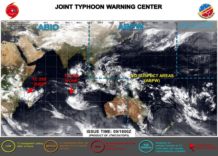 JTWC IS ISSUING 12 HOURLY WARNINGS AND 3 HOURLY SATELLITE BULLETINS ON TC 24S AND ON TC 25S. JTWC IS ISSUING 12 HOURLY WARNINGS AND 3 HOURLY SATELLITE BULLETINS ON TC 24S AND ON TC 25S.