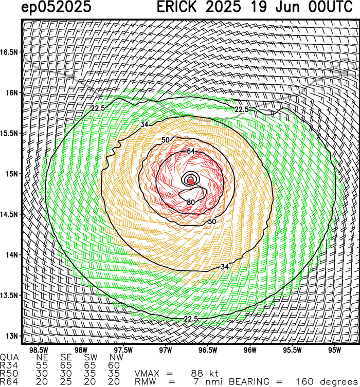 Major HURRICANE 05E(ERICK) near CAT 4 US making landfall 