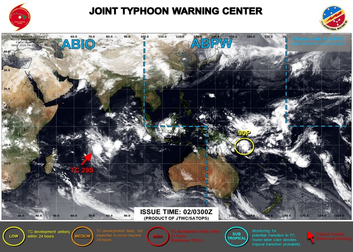 TC 29S forecast to reach Typhoon Intensity within 36h/Invest 90P under watch//040226 03UTC TC 29S forecast to reach Typhoon Intensity within 36h/Invest 90P under watch//040226 03UTC