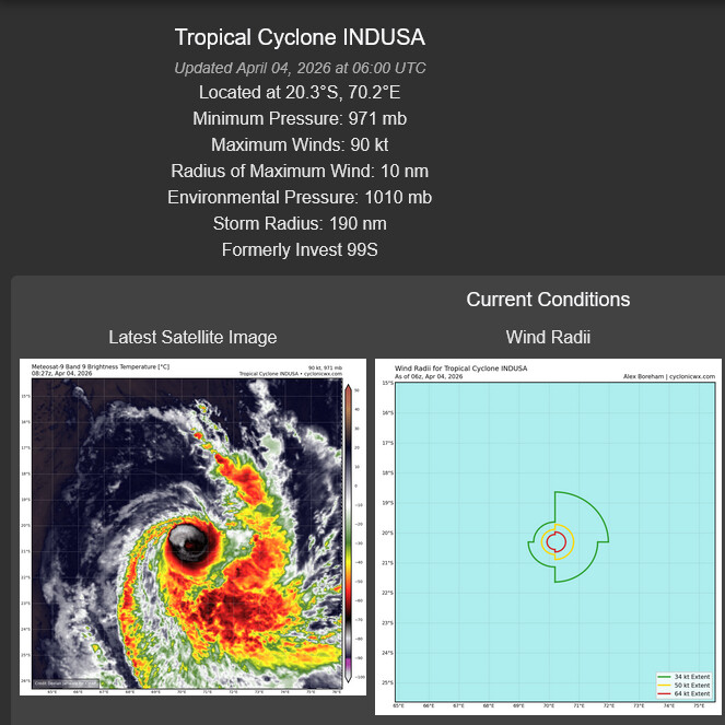 TC 29S (INDUSA) peaks at CAT 2 US//TC 30P very slow moving and intensifying/INVEST 91P medium