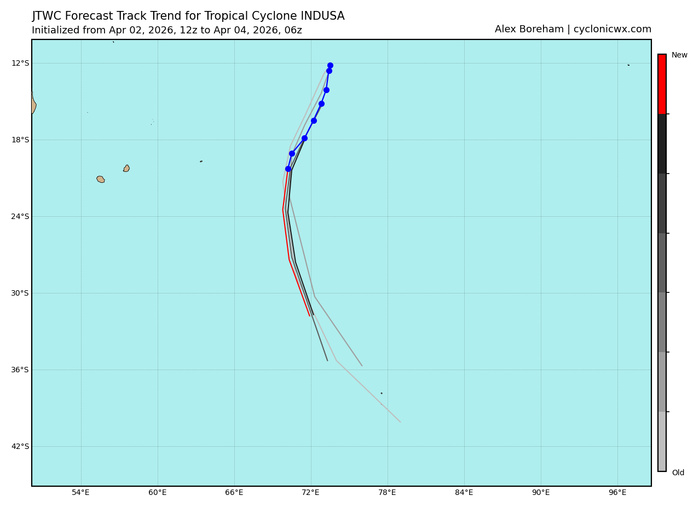 TC 29S (INDUSA) peaks at CAT 2 US//TC 30P very slow moving and intensifying/INVEST 91P medium TC 29S (INDUSA) peaks at CAT 2 US//TC 30P very slow moving and intensifying/INVEST 91P medium