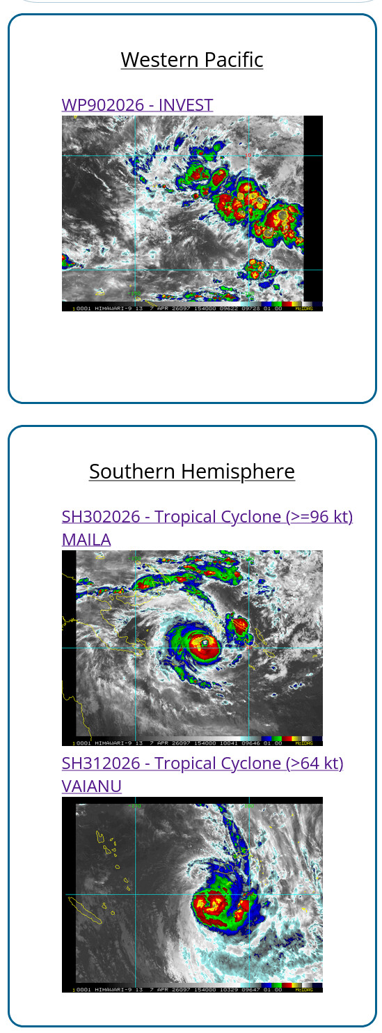 SOUTH PACIFIC: TC 30P(MAILA) near CAT 4 US despite possible up-welling,intensification still possible next 24h/TC 31P (VAIANU) peaked at CAT 3 forecast to be a strong Subtropical Storm by 96h//071500 UTC 