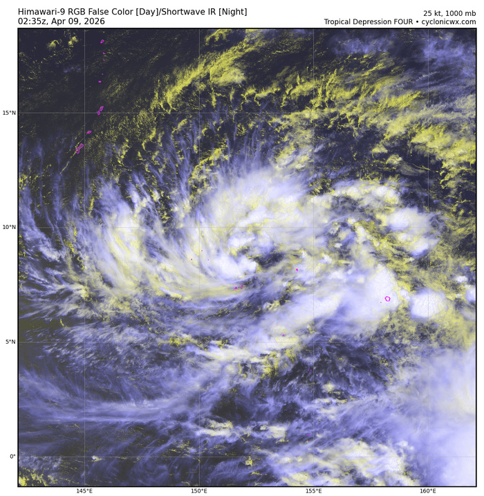 WESTERN PACIFIC: TD 04W intensifying and gradually approaching GUAM// SOUTH PACIFC: TC 30P(MAILA) powerful but very slow moving/31P(VAIANU) now subptropical//090300 UTC