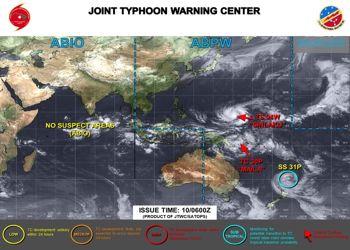 WESTERN PACIFIC: TS 04W(SINLAKU) intensifying could be a direct threat to GUAM in 72h as a powerful typhoon// SOUTH PACIFIC: TS 30P(MAILA) up-welling taking its toll/31P(VAIANU) strong subtropical storm heading for NZ//100900 UTC WESTERN PACIFIC: TS 04W(SINLAKU) intensifying could be a direct threat to GUAM in 72h as a powerful typhoon// SOUTH PACIFIC: TS 30P(MAILA) up-welling taking its toll/31P(VAIANU) strong subtropical storm heading for NZ//100900 UTC