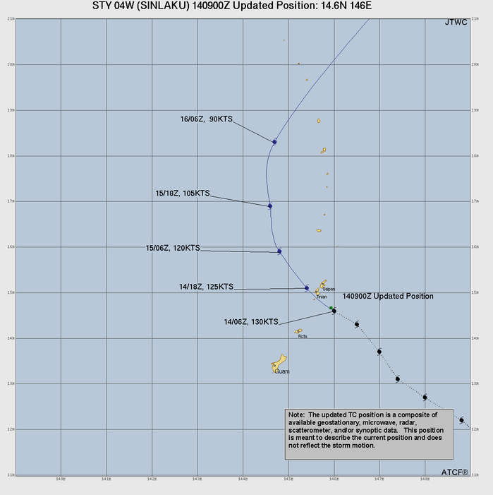 WESTERN PACIFIC: Super Typhoon 04W(SINLAKU) CAT 4 US exhibiting an eye-wall replacement cycle with imminent landfall near AGUIJAN or TINIAN with very destructive winds/ SOUTH INDIAN: Invest 92S/140900 UTC /
