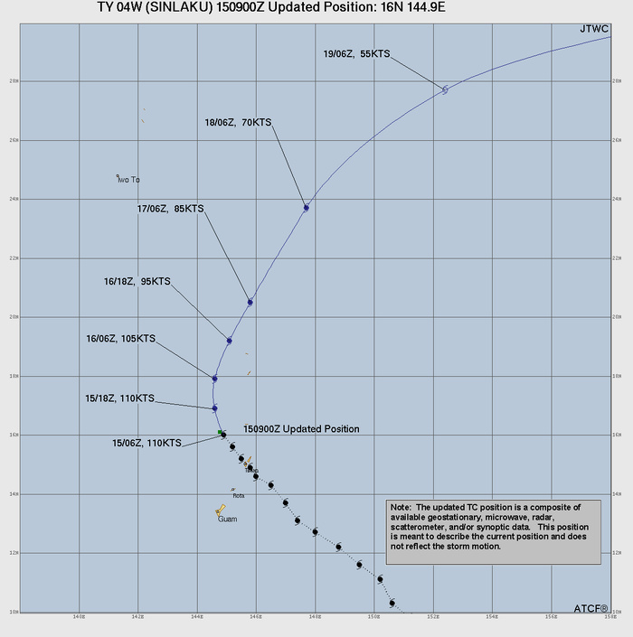 WESTERN PACIFIC: Typhoon 04W(SINLAKU) large and still powerful CAT 3 US,  slow mover lead to a prolonged period period of destructive winds over the MARIANAS/ SOUTH INDIAN: Invest 92S//150900 UTC  