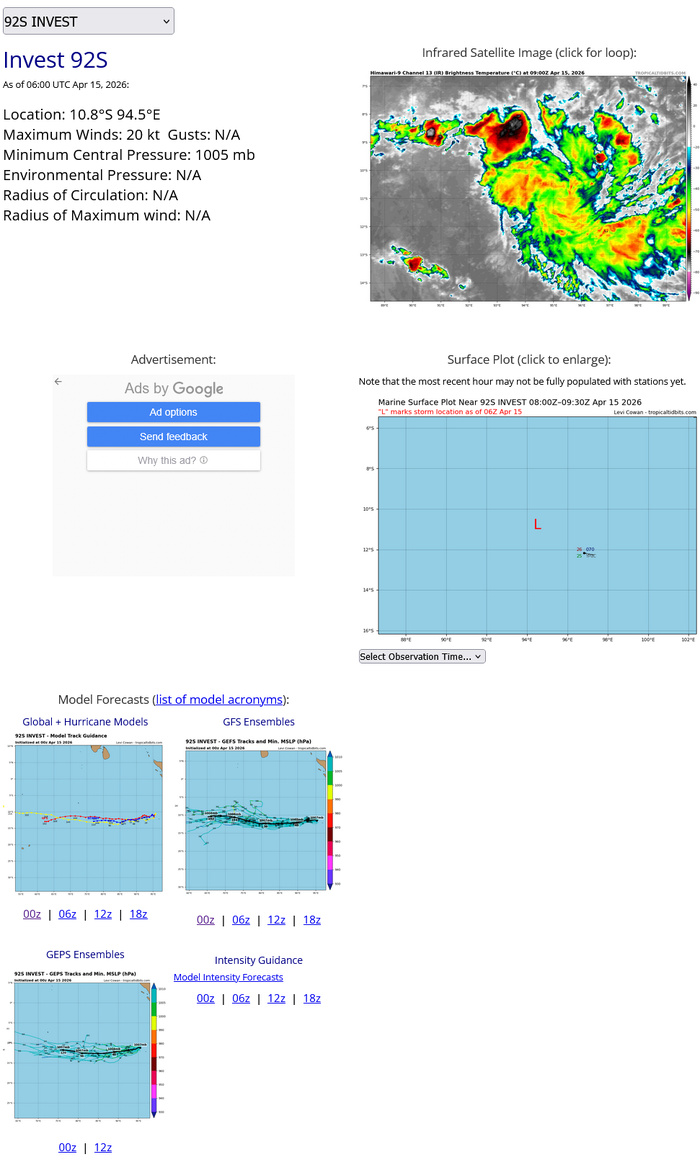 WESTERN PACIFIC: Typhoon 04W(SINLAKU) large and still powerful CAT 3 US,  slow mover lead to a prolonged period period of destructive winds over the MARIANAS/ SOUTH INDIAN: Invest 92S//150900 UTC  