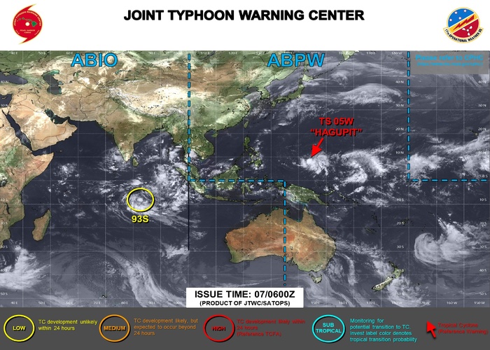 WESTERN PACIFIC: TS 05W(HAGUPIT) Environmental conditions forecast to stymie significant intensification/SOUTH INDIAN: INVEST 93S //070930 UTC