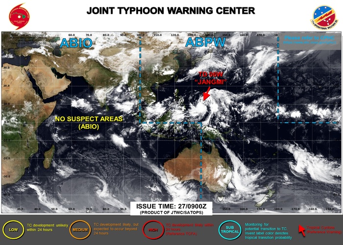 TD 06W(JANGMI) forecast to intensify next 96 hours to Typhoon Intensity while gradually approaching OKINAWA//270930 UTC TD 06W(JANGMI) forecast to intensify next 96 hours to Typhoon Intensity while gradually approaching OKINAWA//270930 UTC