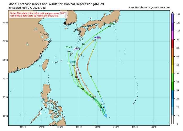 TD 06W(JANGMI) forecast to intensify next 96 hours to Typhoon Intensity while gradually approaching OKINAWA//270930 UTC TD 06W(JANGMI) forecast to intensify next 96 hours to Typhoon Intensity while gradually approaching OKINAWA//270930 UTC