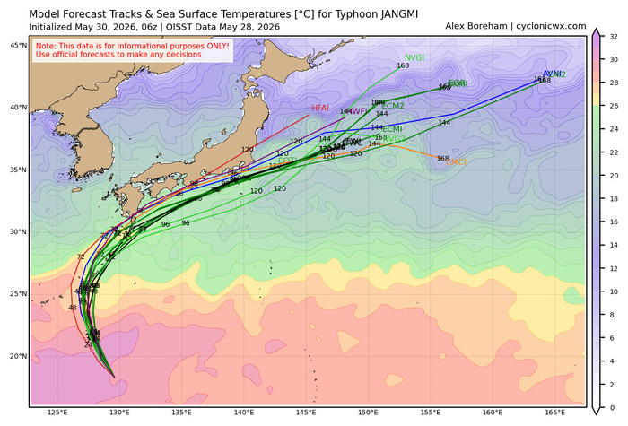WESTERN PACIFIC:Typhoon 06W(JANGMI) forecast to peak at CAT 2 US within 36h and track very close to OKINAWA by 48h/301030 UTC / 