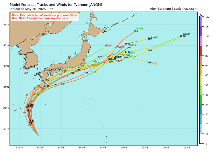WESTERN PACIFIC:Typhoon 06W(JANGMI) forecast to peak at CAT 2 US within 36h and track very close to OKINAWA by 48h/301030 UTC / WESTERN PACIFIC:Typhoon 06W(JANGMI) forecast to peak at CAT 2 US within 36h and track very close to OKINAWA by 48h/301030 UTC /
