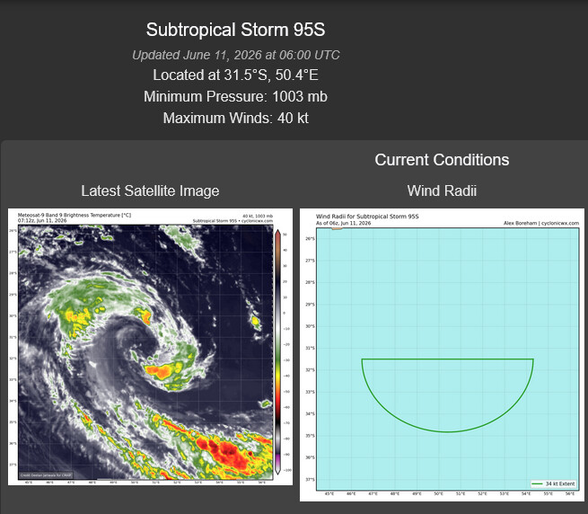 SOUTH INDIAN: Subtropical Storm 95S// 11/0900 UTC