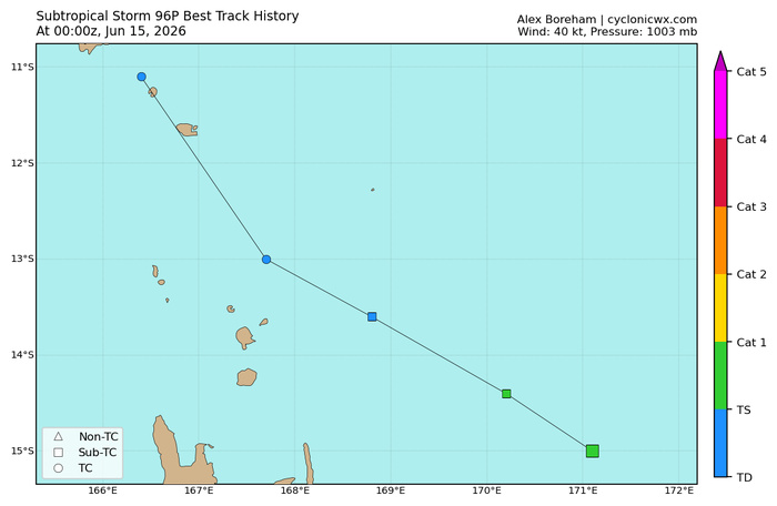 WESTERN PACIFIC: Invest 92W/SOUTH PACIFIC: Subtropical Storm 96P/EASTERN PACIFIC: Invest 93E//15@0730 UTC 