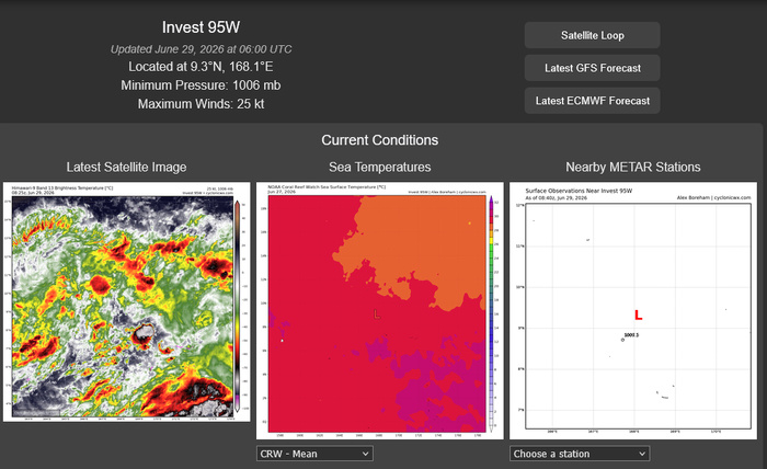 THE AREA OF CONVECTION (INVEST 95W) PREVIOUSLY LOCATED NEAR  5.3N 168.3E IS NOW LOCATED NEAR 9.1N 167.8E, APPROXIMATELY 25 NM NORTH  OF KWAJALEIN. ANIMATED MULTISPECTRAL SATELLITE IMAGERY (MSI) SHOWS A  BROAD AND ELONGATED CIRCULATION WITH FLARING CONVECTION ALONG THE  EASTERN AND WESTERN BOUNDARIES OF THE SYSTEM. ENVIRONMENTAL ANALYSIS  REVEALS FAVORABLE CONDITIONS FOR DEVELOPMENT WITH LOW VERTICAL WIND SHEAR (LESS THAN 15 KNOTS), GOOD POLEWARD AND EQUATORWARD OUTFLOW ALOFT,  AND WARM (29-30C) SEA SURFACE TEMPERATURES. GLOBAL MODELS DEPICT 95W  CONTINUING TO CONSOLIDATE WITH SLOW MOVEMENT OVER THE NEXT 24-48 HOURS.   MAXIMUM SUSTAINED SURFACE WINDS ARE ESTIMATED AT 20 TO 25 KNOTS. MINIMUM  SEA LEVEL PRESSURE IS ESTIMATED TO BE NEAR 1006 MB. THE POTENTIAL FOR  THE DEVELOPMENT OF A SIGNIFICANT TROPICAL CYCLONE WITHIN THE NEXT 24  HOURS REMAINS MEDIUM.